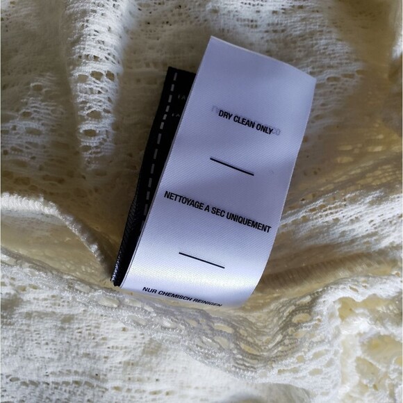 7 For All Mankind Stretchy Lace Round Neck Long Sleeve Top/Blouse Ivory Cream - Picture 9 of 9